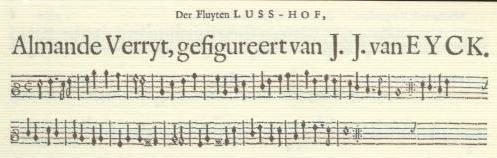 Almande Verryt, the theme, from Jacob van Eyck's Der Fluyten Lust-hof II (2nd ed., 1654)