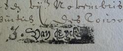 Jacob van Eyck's name stamp under a receipt from Heusden